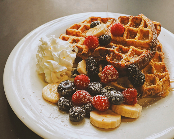 Image: Waffle French Toast with Mixed Fruits.
